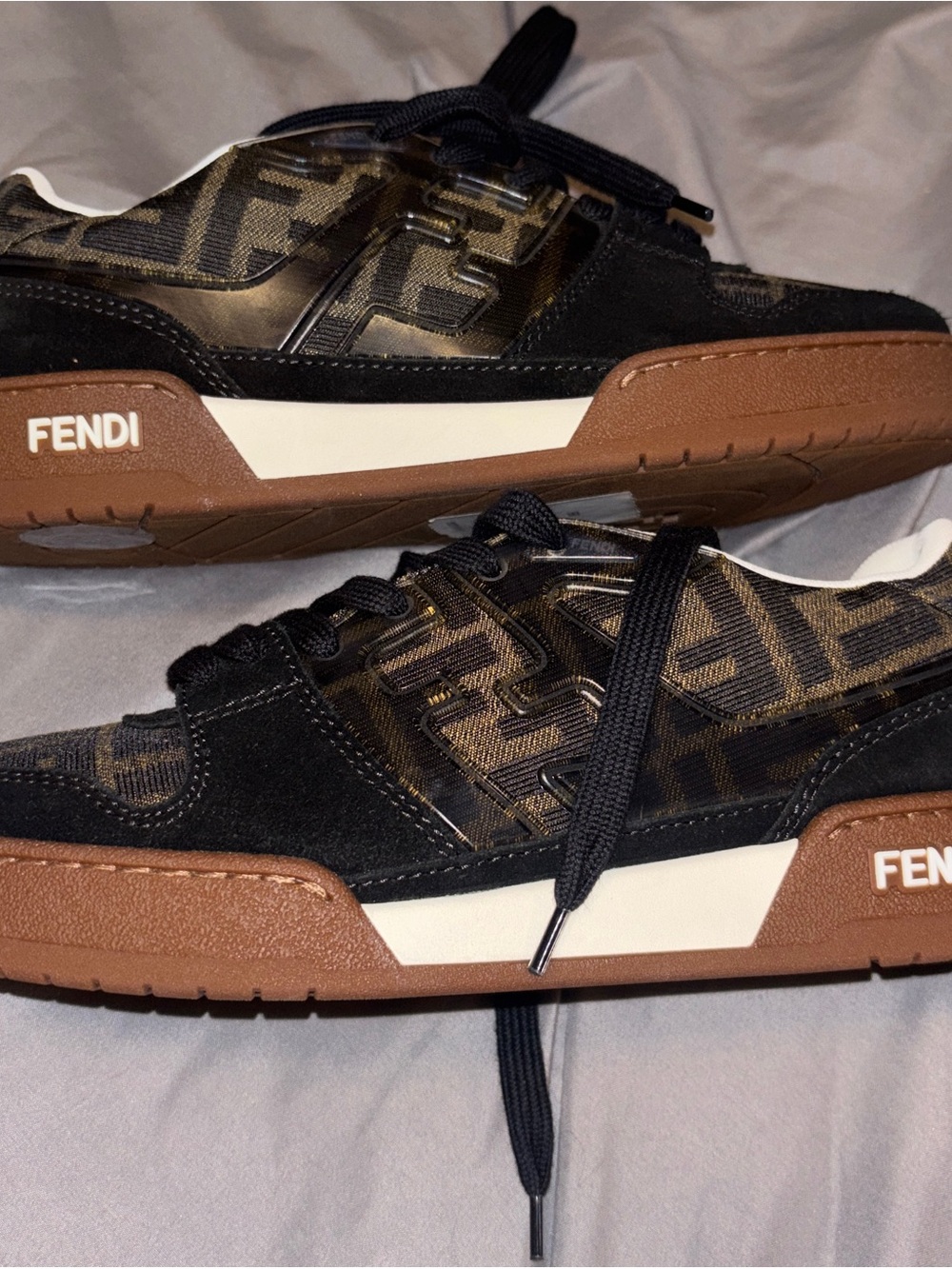 Fendi Women’s Black & Brown Logo Casual Sneakers